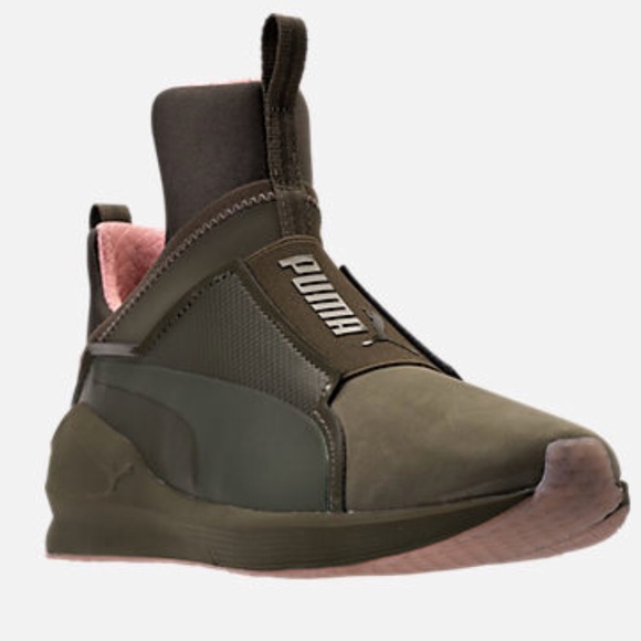 green and pink pumas